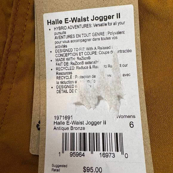 prAna Halle Joggers II E-Waist Hiking Outdoor Pants NWT Size 6 Antique Bronze - Picture 5 of 9
